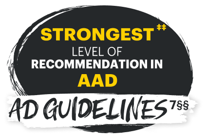 Strongest level of recommendation in AAD AD guidelines.