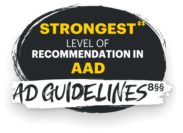 Strongest level of recommendation in AAD AD guidelines.